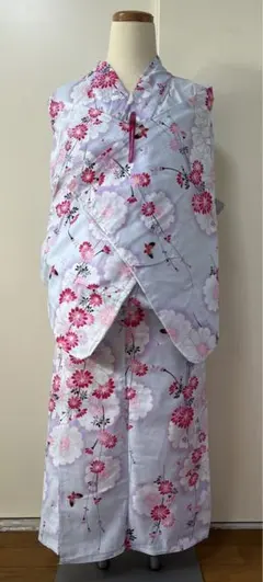 定価20000円呉服屋購入】浴衣　ゆかた　水色の花柄　綿100 洗濯可