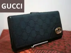 GUCCI グッチ GGキャンバス 二つ折り財布 ブラック インターロッキングG