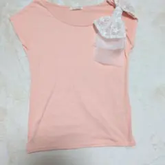 BE RADIANCE 半袖Tシャツ レースリボン ピンクのサムネイル