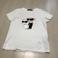 ギリギリ価格。KARL LAGERFELD白にイラスト可愛い綿100%カットソーのサムネイル