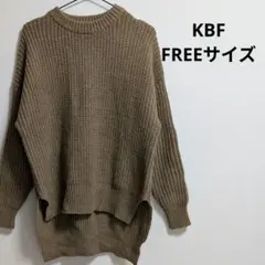 KBF ケービーエフ エルボーパッチ BIGニット カーキ　ゆったり大きめ　毛混