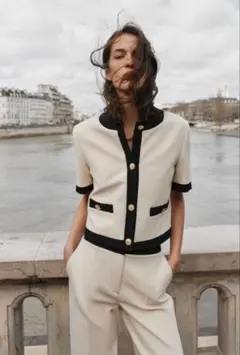 完売品 ZARA ショートスリーブブレザーMサイズ新品 サンド