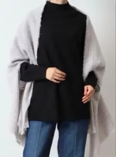 アームホール付✨️ツイード調❤️ストール マフラー シューラルー ブルー