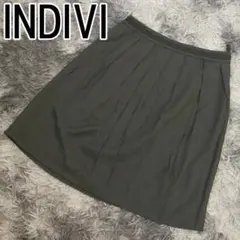 INDIVI レディース 膝丈 ギャザースカート 日本製 ブラック