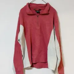 美品✨L.L.Bean 【L】エルエルビーン ピンク ホワイト フリース 古着