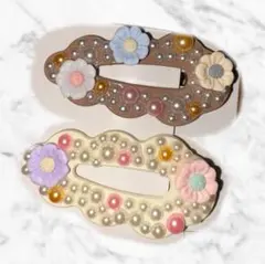 フラワー＆パール ヘアクリップセット