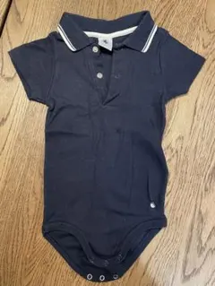 【美品】プチバトー　ポロシャツ ロンパース　18m ネイビー