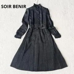 東京ソワール フォーマル プリーツ ワンピース フリルカラー ベルト 千鳥格子