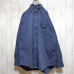 古着　90s　希少　ポロ・ラルフローレン　長袖BDシャツ　刺繍ロゴ　Ｌサイズ