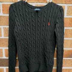 ラルフローレン ケーブルニット 　黒　ブラック　L/G 12-14 150