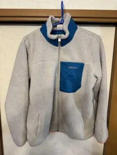 adidas フリースジャケット クリーム色/青