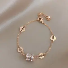 円形ラセンCZダイヤブレスレット　チタン　レディースアクセサリー　オシャレ