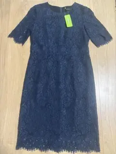 新品 DAMA collection 総レースワンピース S ネイビー
