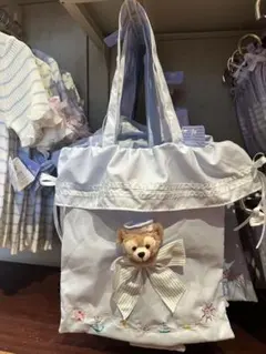 香港ディズニー新作　春日　シェリーメイ　サテン　フリルトートバッグ