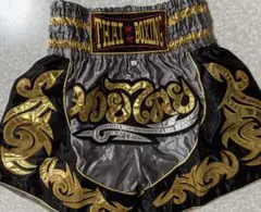 THAI BOXING ムエタイパンツ グレー×ゴールド Sサイズ
