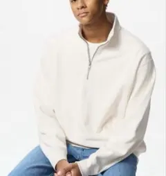 UNIQLO ホワイト ハーフジップ スウェット