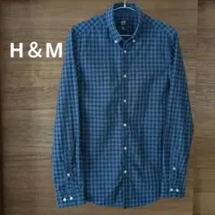 SALE！⭐️H＆М レギュラーフィットシャツ ブルー チェック柄