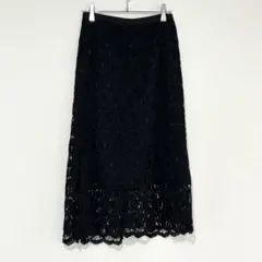 n1534 【ココディール】 (2) 総レース ロングスカート 黒 上品