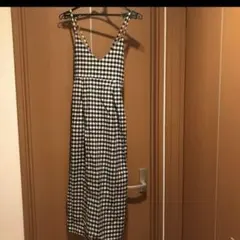 チェック柄ロングワンピース　キャミワンピース　ロングスカート