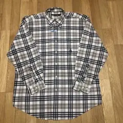 美品　NAUTICA メンズ　チェック長袖シャツ　Ｌ　ベージュ　ブラック