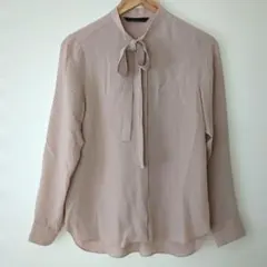 【美品】martinique ボウタイブラウスベージュトリアセ春上品通勤きれいめ