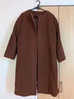 WHITE ブラウン ノーカラーコート サイズ38