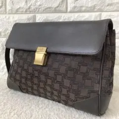 極美品　dunhill ダンヒル レザー クラッチバッグ ゴールド金具　総柄