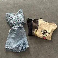 デニムショートパンツとトップス４枚セット 110センチ