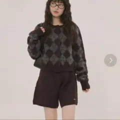 ロワンニュイ loin nuit アーガイルニットカーディガン cardigan