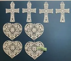 クリスマスオーナメント8点セット/ハート型・クロス型