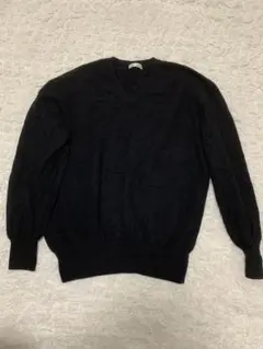 josephin 黒 Vネック カシミヤ混ウールニットセーター 長袖　LL
