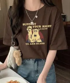 ZOZOTOWN LAC-VERT ベアプリントＴシャツ ブラウンのサムネイル