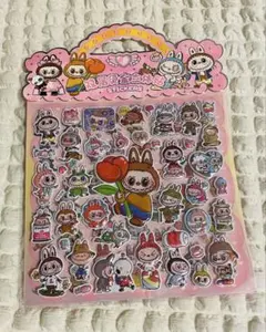 ぷくぷくステッカー　シール　ポップマート・ラブブ風　2シートセット　3Dシール