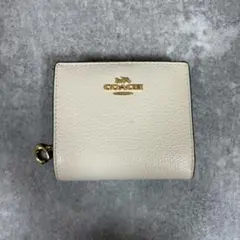 極美品　コーチ　折り財布　スナップウォレット　レザー　ベージュ ホワイト