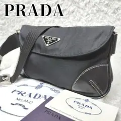 PRADA　プラダ　ウエストポーチ　三角ロゴ　レザー　ナイロン　白タグ