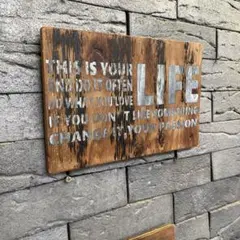 男前廃材パネル　LIFE ビンテージ加工