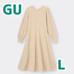 【GU】ワッフルバックヘンリーネックフレアワンピース【美品】