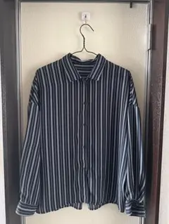【AZUL BY MOUSSY】シアー ストライプ長袖シャツ シースルー S
