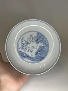 中国　大清雍正年製　藍釉皿　時代箱　C　7996 A very rare blue-glazed zhadou, Mark and period of Yongzheng