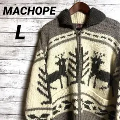 MACHOPE カウチンニット　セーター　幾何学模様　動物模様　ネイティブ　古着