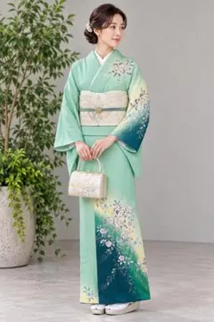 訪問着 辻が花 ちりめん地 絞り 袷 身丈163.5cm 裄丈65.5cm 正絹