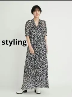 styling 花柄 半袖 ロングシャツワンピースのサムネイル