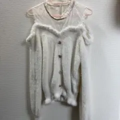 ♡ LIZLISA レイヤード風肩あきニット ホワイト ピンク ♡のサムネイル