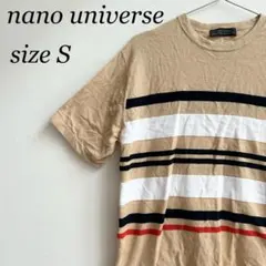 nano universe ナノユニバースTシャツ 半袖 ボーダー ベージュ S