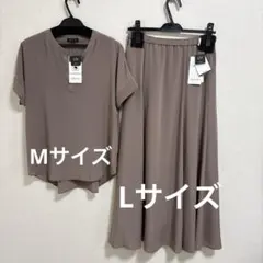 INDIVI 洗えるセットアップ スキッパーブラウス(M)　スカート(L)