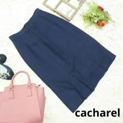 ♥cacharel♥膝丈スカート(M相当)ネイビー/オフィスカジュアルのサムネイル