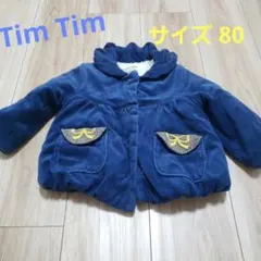 ■timtim■ベロア調アウターブルー青ネイビー紺ジャケットフリース中綿