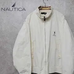 90s ノーティカ 刺繍 ナイロンジャケット クリームホワイト L 古着