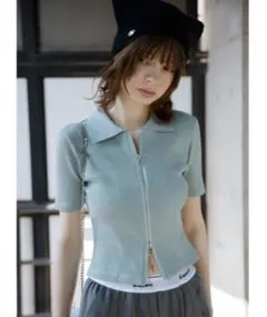 SLY  フロント ジップ カット リブ トップス