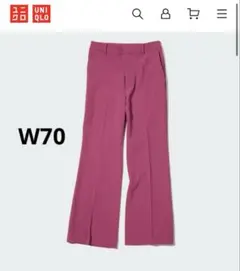 【UNIQLO】ユニクロ　ピンク ドレープフレアパンツ　センタープレスL〜LL